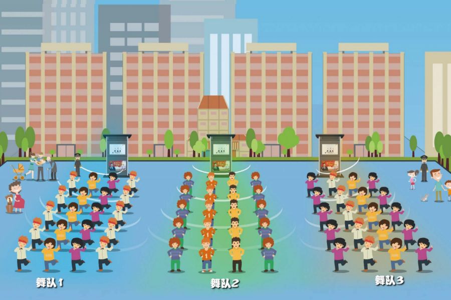 廣場(chǎng)舞定向音響分區(qū)效果