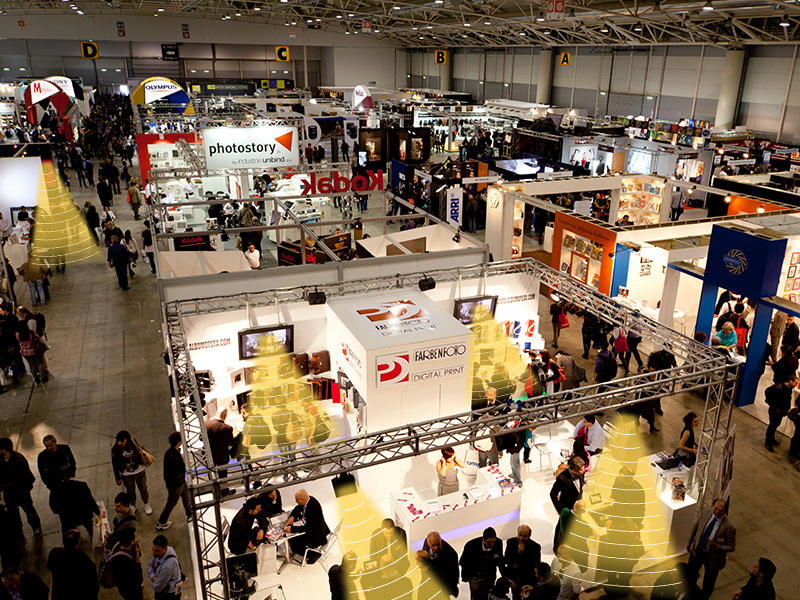 展會定向音響，聲場分區(qū)示意圖